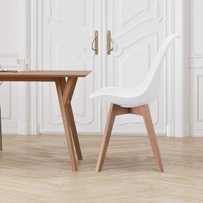 Canglong Modern Dining Chair With Wood Legs - White