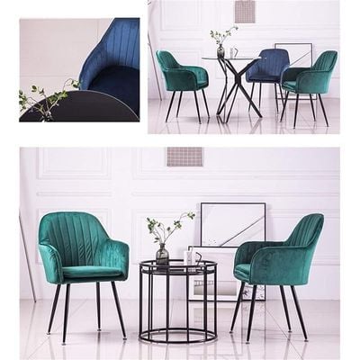 Velvet Dining Chair With Metal Legs - Green