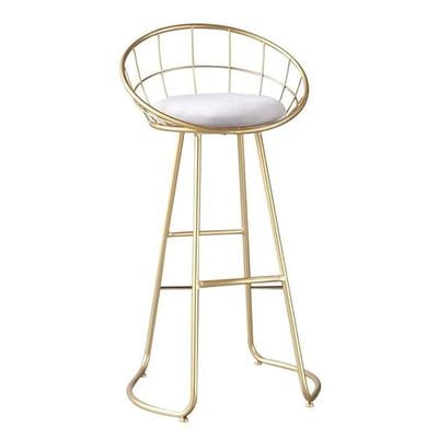 Velvet Dining Chair With Gold Metal Legs - White