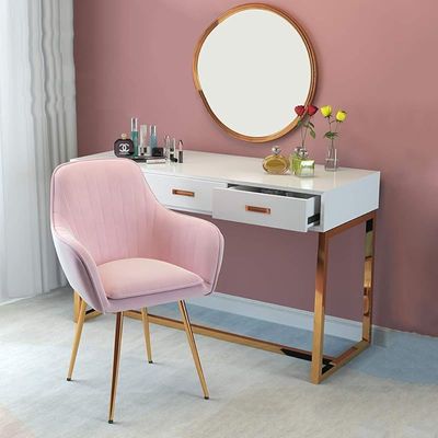 Velvet Dining Chair With Metal Legs - Pink