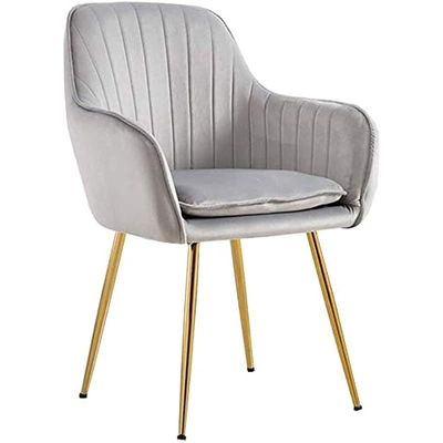 Modern Velvet Fabric Dining Chair With Gold Legs - Grey