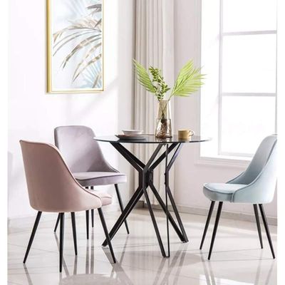 Modern Minimalist Velvet Fabric Dining Chair - Grey
