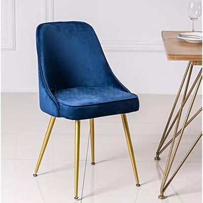 Modern Minimalist Velvet Fabric Dining Chair - Dark Blue