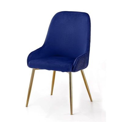 Angela Luxury Velvet Chair With Golden Back Handle And Golden Legs - Blue