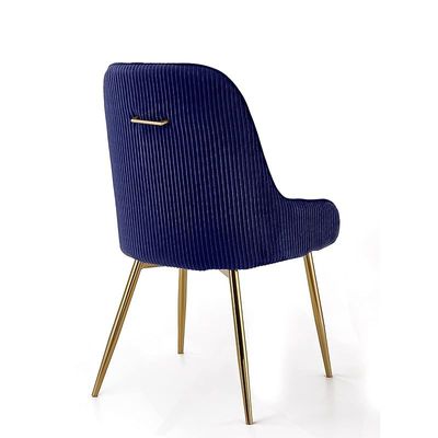 Angela Luxury Velvet Chair With Golden Back Handle And Golden Legs - Blue