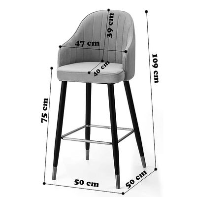 Angela Modern High Bar Stool With Strong Legs - Light Grey