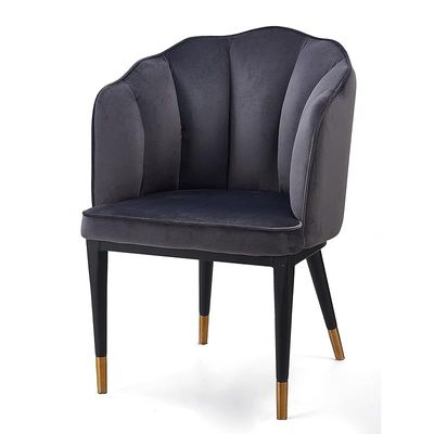 Angela Ripple Velvet Chair With Strong Metal Legs, Big - Black