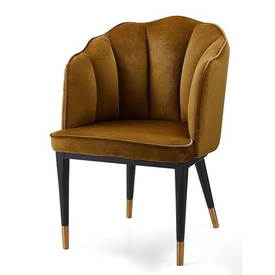 Angela Ripple Velvet Chair With Strong Metal Legs, Big - Brown