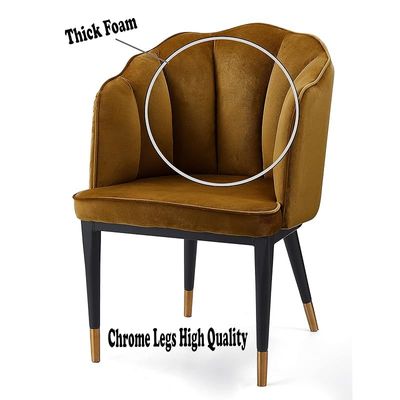 Angela Ripple Velvet Chair With Strong Metal Legs, Big - Brown