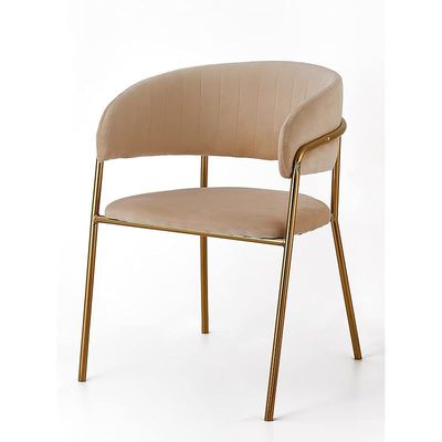 Angela Modern Comfortable Velvet Living Room Chair With Gold Legs - Beige