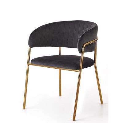 Angela Modern Comfortable Velvet Living Room Chair With Gold Legs - Dark Grey
