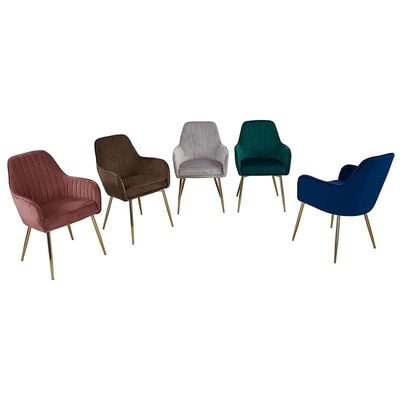 Angela Soft Velvet Dining Chair With Metal Legs - Beige