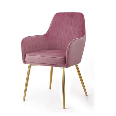 Angela Soft Velvet Dining Chair With Metal Legs - Pink