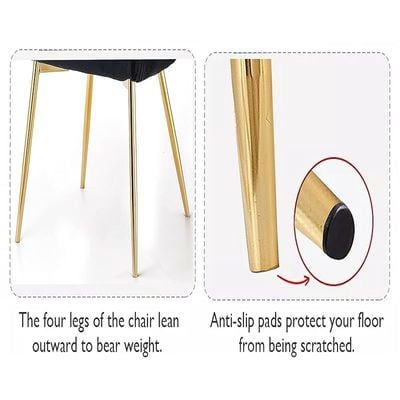 Angela Soft Velvet Dining Chair With Metal Legs - Yellow