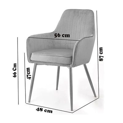 Angela Soft Velvet Dining Chair With Metal Legs - Light Grey