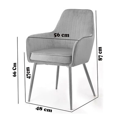 Comfynest Soft Velvet Dining Chair With Metal Legs - Dark Grey