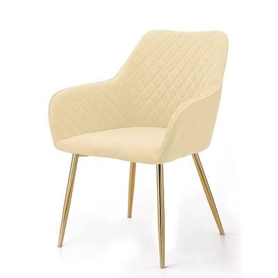 Angela Luxury Modern Velvet Fabric Dining Chair - Beige