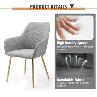 Angela Luxury Modern Velvet Fabric Dining Chair - Grey
