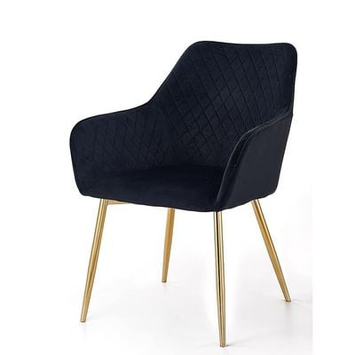 Angela Luxury Modern Velvet Fabric Dining Chair - Black