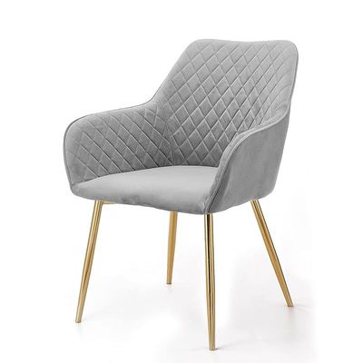 Angela Luxury Modern Velvet Fabric Dining Chair - Light Grey