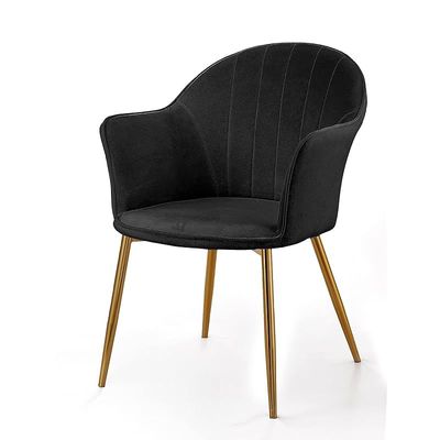 Angela Velvet Dining Chair With Gold Legs - Black