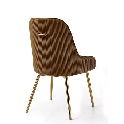 Angela Luxury Velvet Dining Chair With Golden Back Handle And Golden Legs - Brown