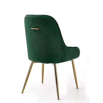 Angela Luxury Velvet Dining Chair With Golden Back Handle And Golden Legs - Green