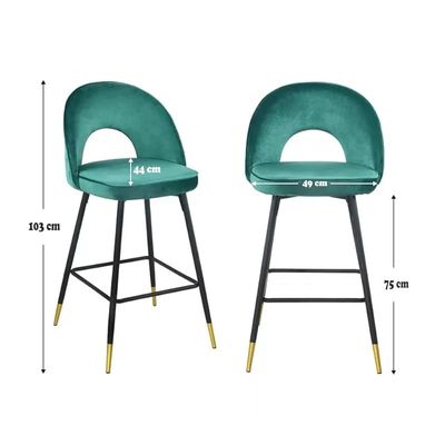 Angela Modern Round High Bar Stool With Strong Base - Green