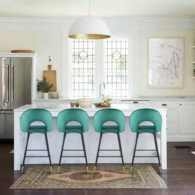 Angela Modern Round High Bar Stool With Strong Base - Green