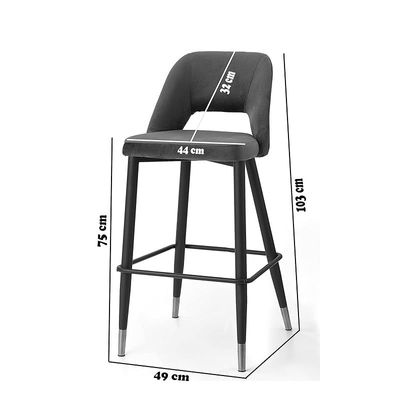 Angela Modern Round High Bar Stool With Chrome Base - Blue