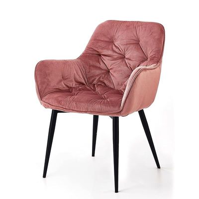 Angela Velvet Upholstered Dining Chair - Peach