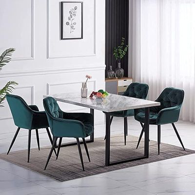 Angela Velvet Upholstered Dining Chair - Blue