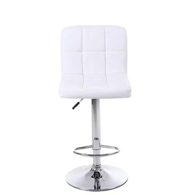 Angela PU Leather Swivel Adjustable Bar Stool With Back Rest - White