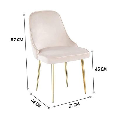 Velvet Fabric Dining Room Chair - Beige