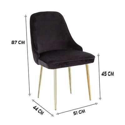 Velvet Fabric Dining Room Chair - Black