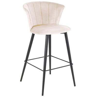 Angela Modern Flower Design High Bar Stool With Strong Base - Beige