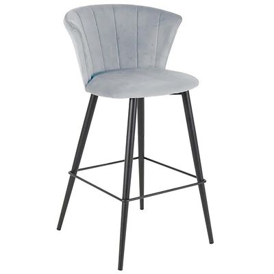 Angela Modern Flower Design High Bar Stool With Strong Base - Light Grey