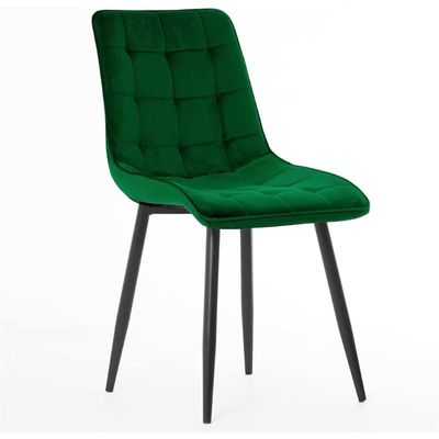 Angela Velvet Upholstered Armless Dining Chair With Legs - Green