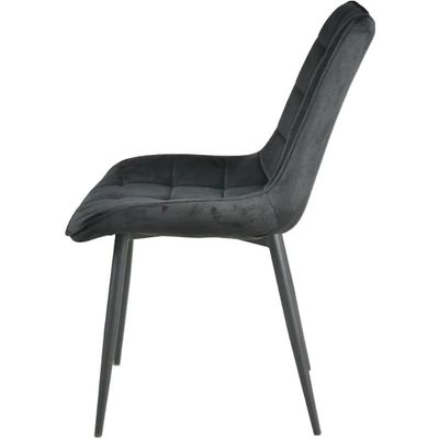 Angela Velvet Upholstered Armless Dining Chair With Legs - Dark Grey