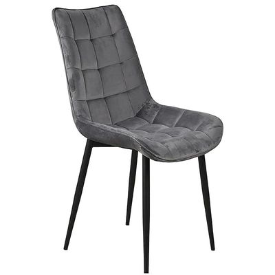 Angela Velvet Upholstered Armless Dining Chair With Legs - Dark Grey