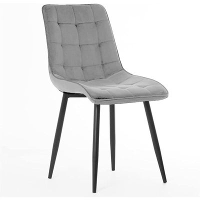 Angela Velvet Upholstered Armless Dining Chair With Legs - Light Grey