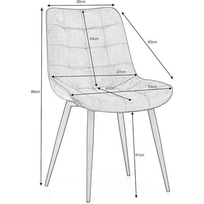 Angela Velvet Upholstered Armless Dining Chair With Legs - Light Grey