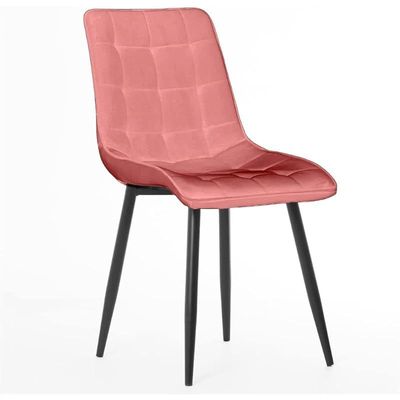 Angela Velvet Upholstered Armless Dining Chair With Legs - Dark Pink