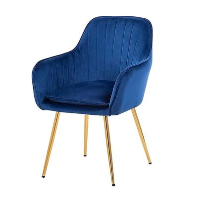 Angela Luxury Velvet Fabric Multipurpose Dining Chair With Gold Legs - Blue