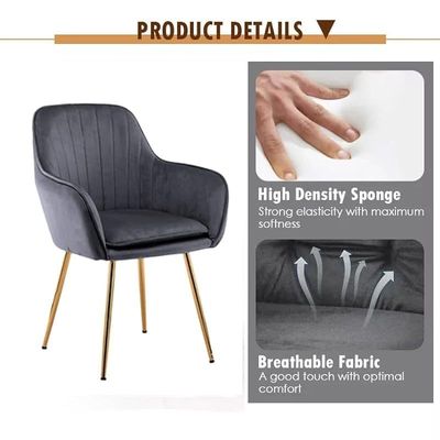 Angela Luxury Velvet Fabric Multipurpose Dining Chair With Gold Legs - Green