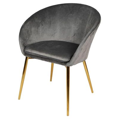 Round Dining Chair With Gold Legs - Dark Grey