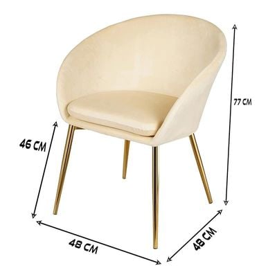 Round Dining Chair With Gold Legs - Beige