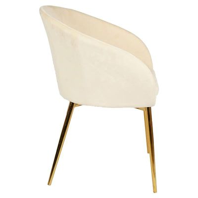 Round Dining Chair With Gold Legs - Beige