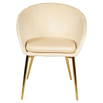 Round Dining Chair With Gold Legs - Beige