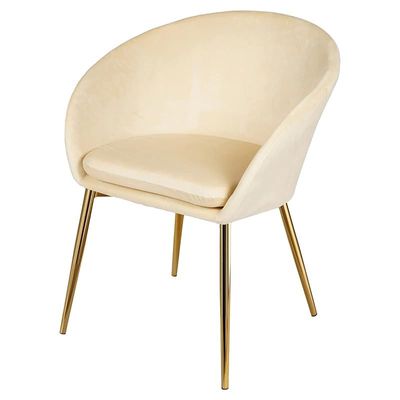 Round Dining Chair With Gold Legs - Beige